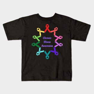 Red,Pink,Purple,Blue,Green and Yellow Chronic Illness Awareness Kids T-Shirt